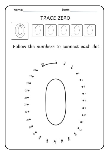 21 Printable Dot to Dot Numbers 0-20 Worksheets Preschool Kindergarten Math Counting Activity PDF - Etsy