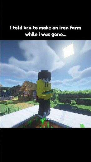 I told bro to make an iron farm while i was gone... #minecraft #memes