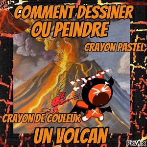Dessin et peinture - vidéo 4591 : Comment dessiner un volcan ( lave, fumée...) ? - crayons de couleur et crayons pastels. - Le blog de lapalettedecouleurs.over-blog.com
