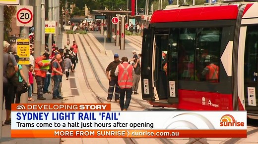 An awkward start to Sydney's new $2.8 billion Light Rail as trams came to a halt just hours after opening. | Sunrise