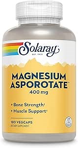 Solaray Magnesium Asporotate 400 mg | Aspartate, Orotate & Citrate Complex | Healthy Heart, Muscle, Nerve & Circulatory Function Support | 180 VegCaps