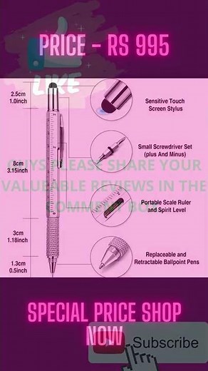 Multifunction Pens With 6 Functions in 1 - Pen, Measuring Scale, Stylus, Gradient set #amazon #tech