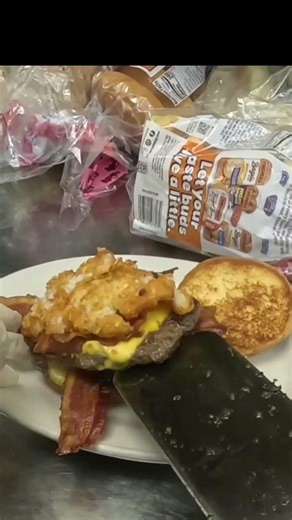 Breakfast burger stack, needs something else🤔