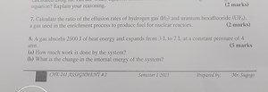Calculate the ratio of the effusion rates of hydrogen gas \left... | Filo