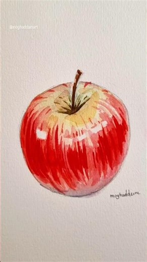 How to Paint an Apple in Watercolor! 🍎 #watercolor #watercolortutorial #colortheory #watercolorart