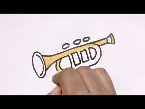 How To Draw cute Trumpet Drawing, Painting & Coloring For Kids and Toddlers_ Child Art 🐋🌈🎨