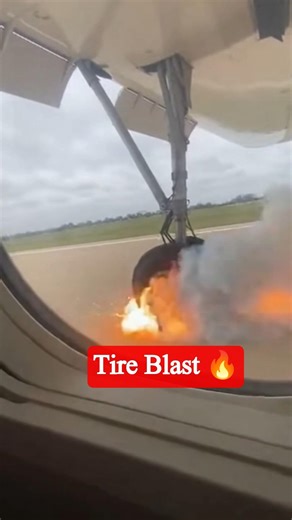 😱Plane Wheel Explodes on Touchdown✈️#tirebrust #plane #aviation #shorts #usa