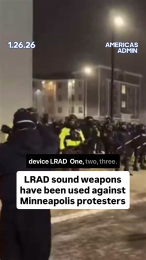 @americasadmin on Instagram: "🚨WOW! Videos and on-the-ground reports show long-range acoustic devices (LRADs), a crowd-control tool capable of producing intense sound waves, appearing on vehicles near protests in Minneapolis as outrage over ICE and federal enforcement continues. Critics of LRAD use say these devices can cause pain, hearing damage, nausea, and other health effects when deployed at close range. #trumpadministration #news #politicalnews #democraticnews #iceraids #minnesota #nazi #
