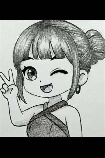 easy drawing of a cute girl 👧🏻 step by step for beginners #sketchingskills #viralvideo