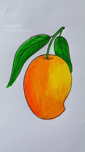 How to Draw a Mango with Oil Pastels – Easy Drawing Tutorial #reels #rongdhonuartanddrawing #drawing #mango #art | Rongdhonu Art and Drawing