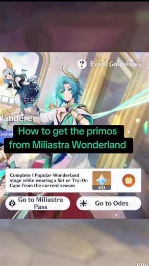 How to get the 60 primogems from Miliastra Wonderland. I know not everyone plays this mode, or even if they do the instructions might be a little confusing so I thought I would show how I did it. The just confusing part for me was not being able to claim the primos until I left Miliastra, but primogems aren't used there, so I guess it makes sense you have to claim them in the regular game. #genshinimpact #primogems #genshin #miliastra #primos