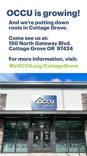 Cottage Grove, here we come! 🎉 OCCU is breaking ground and putting down roots in your neighborhood. Our new branch, located at 150 N. Gateway Blvd., Cottage Grove, OR 97424.This will allow us to better serve our growing membership and to invest in our community. We can't wait to meet you there in June 2024! 💚 Find out more about our new Cottage Grove branch at: https://myoccu.org/locations/branch/cottage-grove?utm_campaign=Membership | Social | CGreminder&utm_source=FB&utm_medium=Social&utm_co