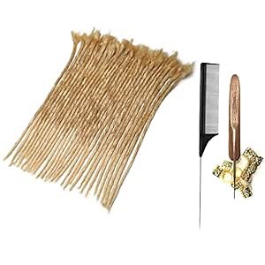 Dula 6-24 Inch Dreadlock Extensions Loc Extensions Human Hair for Men/Women 100% Real Human Hair Permanent Dreadlock Extensions Locs Extensions Human Hair (30 Locs-14 Inch, 0.6cm-M27/613#)