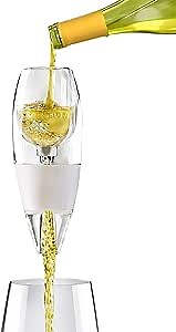 Vinturi Classic Essential Wine Aerator Pourer and Decanter Provides Enhanced Flavors with Smoother Finish Features Easy to Grip Silicone Body and No-Drip Stand, White