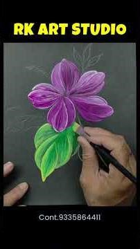 Beautiful Flower Drawing on Black Paper 🌸 Easy Acrylic Painting Tutorial