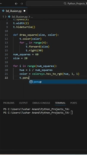 3D Cube Tunnel Illusion That Feels Unreal 🔥 #coding #python #pythonprogramming #programming #shorts