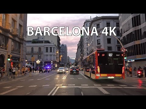 Barcelona 4K - Night Drive - Driving Downtown