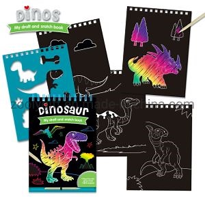 [Hot Item] Rainbow Scratch Art Paper Notebook Drawing Painting Set with Stencils and Stylus DIY Scratch Paper Pad for Kids
