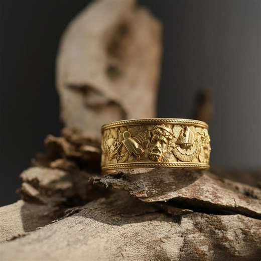 Greek Gods and Heroes Ring 14K Solid Gold: Mythology Band Ring, Ancient Greek Jewelry - Etsy
