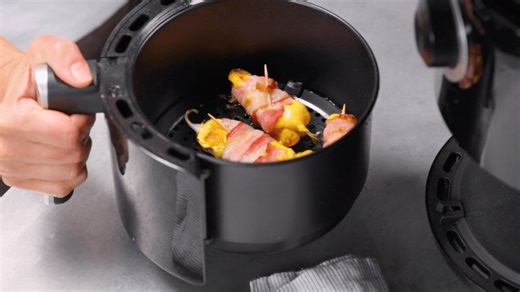 Air Fryer Bacon-Wrapped Jalapeno and Bell Pepper Poppers