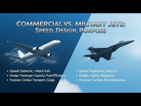 Commercial vs. Military Jets: Speed, Design, Purpose #Aviation #MilitaryJets #CommercialJets #Speed
