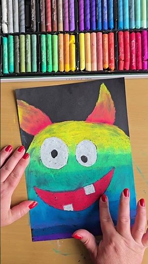 Bunte Monster mit Ölkreiden malen
