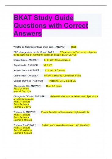 BKAT Study Guide Questions with Correct Answers