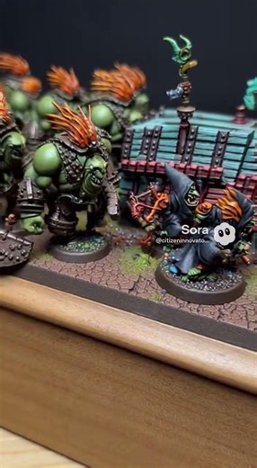 Orc and Goblin miniatures 28mm UV lighting, this is a Sora 2 Video clip made with OpenAI