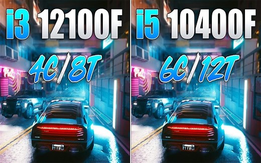 i5-10400F vs i3-12100F CPU对比（1080P分辨率测试，显卡为RTX 3080） 1080P 60帧视频