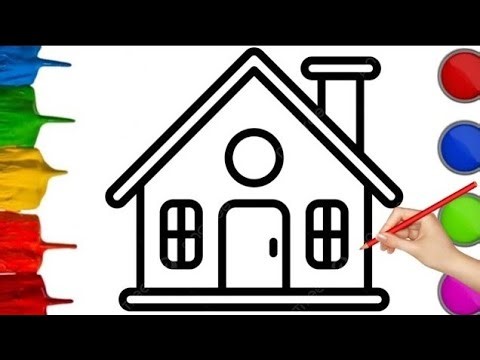 beautifull House 🏡 drawing , Painting and Coloring For Kids and Toddlers kids art