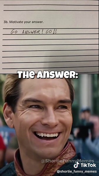 The answer #funny #funnymemes #meme #memes #zdak #cyall #dankmemes #edit #sigma #HomelanderMeme #FunnyMeme #StudentLife #ExamMeme #WholesomeMeme #GoAnswerGo #MotivateYourAnswer #MemeFormat #TheBoysMeme #UnexpectedSupport