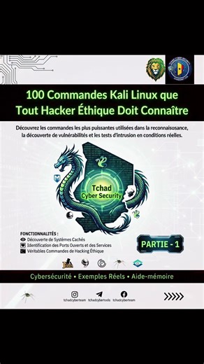 Tchad cyber security 🇹🇩🇹🇩. 100 Commandes Kali Linux que Tout Hacker Éthique Doit Connaître Cette vidéo est à but éducatif. Elle vise à informer et sensibiliser, pas à encourager des activités illégales. #creatorsearchinsights #cybersecurity #techtips #careeradvice #security