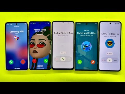 Incoming Calls Samsung A55 Vs Realme 12Pro Vs Redmi Note11Pro Vs Samsung S24Ultra Vs OPPO Find N2 F