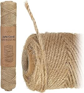Jute String: 325ft Thin Twine String with 3 Strands – Garden String and Garden Twine – Craft Twine String, Twine Rope String for Crafts – by LIVAIA