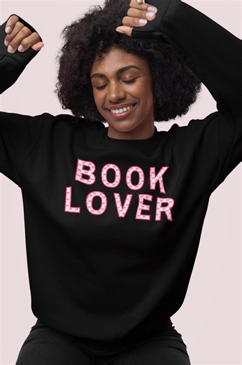 Sweatshirt Book Lover Pink Retro Bow Lettering Cozy Crewneck for Readers - Etsy