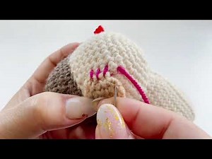 耳の付け方（たたみかがり） あみぐるみ技能認定講座 Le.2 ひつじのヨハン