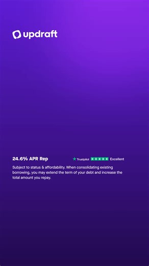 Want to lower the cost of your existing credit? Of course you do. We’ll aim to help you combine all of your monthly credit payments into one simple loan payment. How? - Apply for a loan with us in app in less than 2 minutes (it will have no impact on your credit score) - We'll aim to give you an instant decision - If we can offer you a lower interest rate, we will - Use your loan funds to pay off your existing balances - Keep up with one monthly payment until you’ve paid off your loan | Updraft