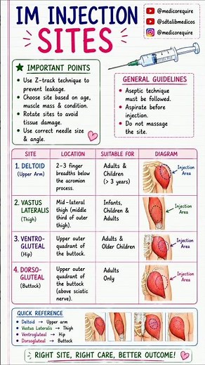 IM Injection Sites | @sdtalibmedicose #nursing