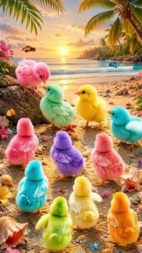 Colorful chicks chirping 🐣 #birds #adorablechicks #cute #chicks