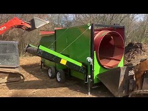 MTS1230 Mobile Trommel Screen with dual side discharge conveyors for dirt, soil, compost screening