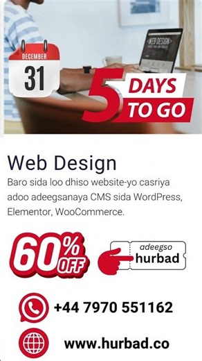 Qiimo dhimis weyn oo 60% off ayaa ku jirta Web Design Courses