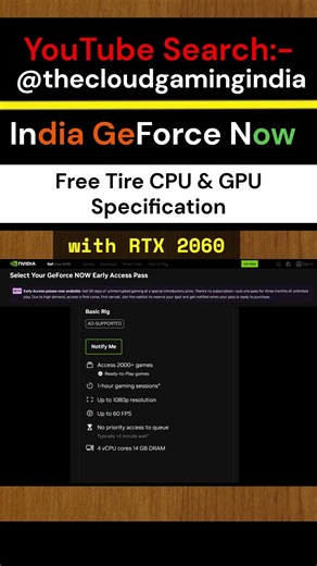 India GeForce Now Specifications @thecloudgamingindia