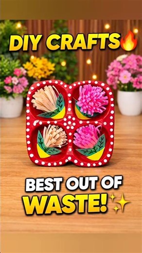 DIY Paper Flower Craft | Best Out of Waste Tray Decoration 🌸✨ #shorts #diy