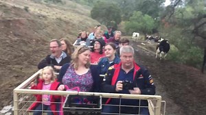 I conducted our first Farm Tour yesterday for some of our wonderful Adopters. I get so much enjoyment from the interest shown by the kids and adults alike. It makes me aware of the great place in which I live. One thing didn’t fit the drought tour though. It was strange to be sloshing around in mud after the 45mm of rain during the week but I’m sure everyone would be happy for my family. And Sarah named these little little trailers. Have a listen. | Country Valley