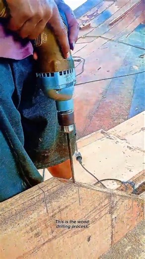 Deep Wood Drilling Process Using Electric Drill | Precision Carpentry Technique
