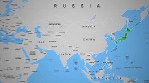 Japan Country Displayed on World Map 2D Animation East Asia Geography