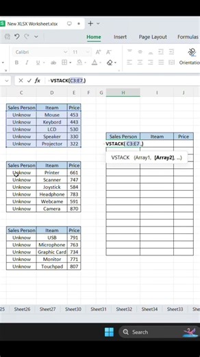 vstack formula in ms excel #Excel #exceltips #exceltipsandtricks #excelformulas #exceltutorial