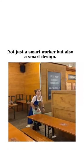 FACTS | SPORTS on Instagram: "The video depicts a Bavarian waitress in traditional Dirndl attire efficiently folding and stacking wooden benches in a beer garden by perching on the edge to leverage their hinge design, allowing one-handed operation. These foldable benches, a staple in German Biergärten since the late 1800s, enable rapid setup for events like Oktoberfest, reducing assembly time from hours to minutes for large-scale outdoor seating. Posted on November 25, 2025, the clip amassed 880