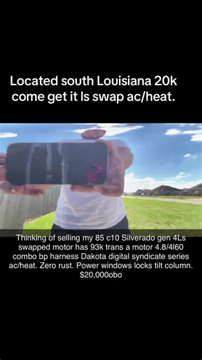 Thinking of selling my 85 c10 Silverado gen 4Ls swapped motor has 93k trans a motor 4.8/4l60 combo bp harness Dakota digital syndicate series ac/heat. Zero rust. Power windows locks tilt column. $20,000obo#louisiana #c10 #fyp