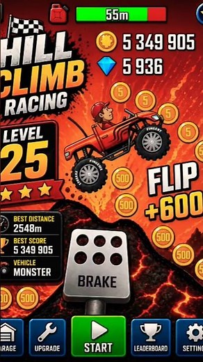 Hill Climb Racing Level 25 Gameplay 🔥 Monster Truck Flip Challenge | Best Run Ever
